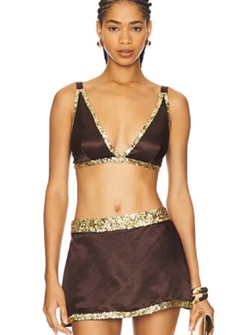 Asta Resort Celene Hand Beaded Bralette Cocoa Size XS